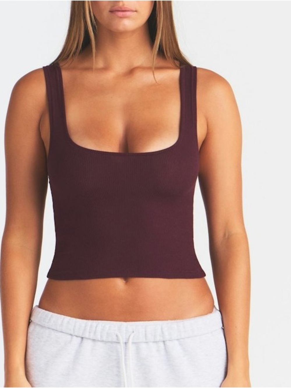 NEW SKIMS COTTON RIB TANK TOP CURRANT M
